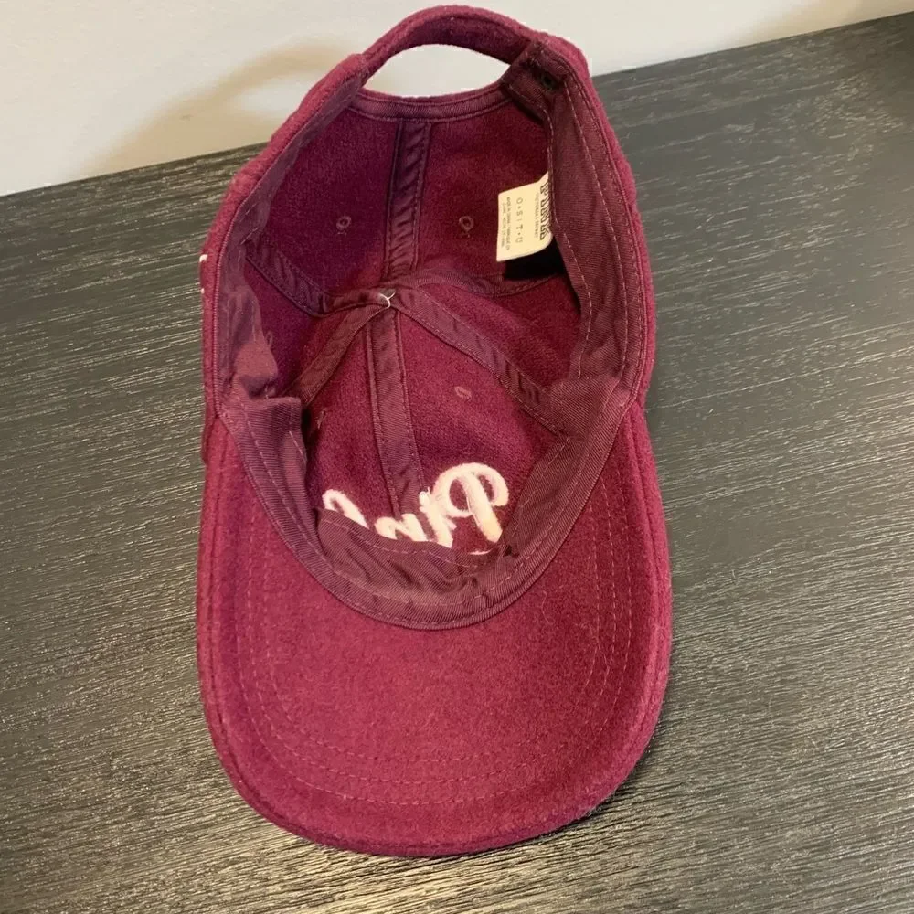 Victoria's Secret PINK Logo Wool blend Baseball Cap Maroon